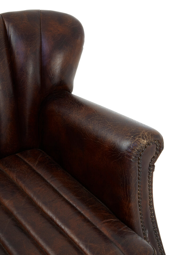 Verona Winged Brown Leather Armchair