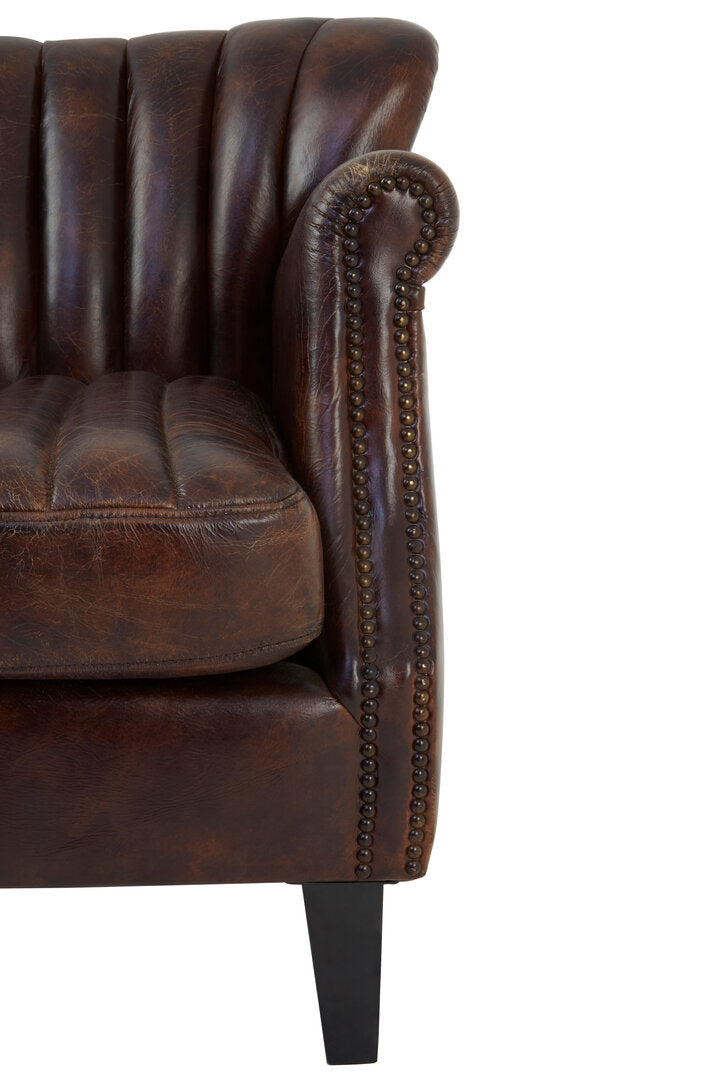 Verona Winged Brown Leather Armchair