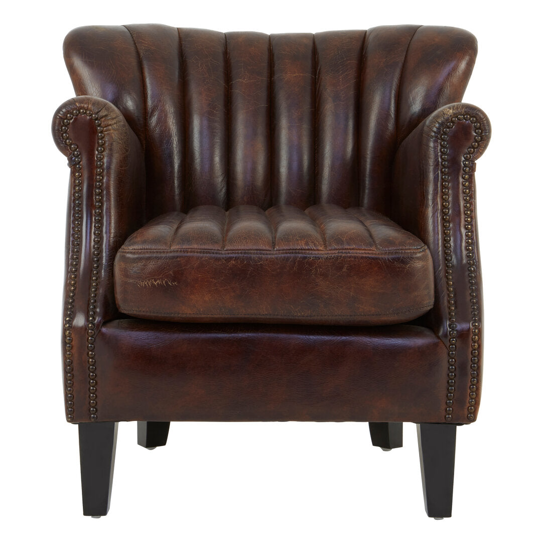 Verona Winged Brown Leather Armchair