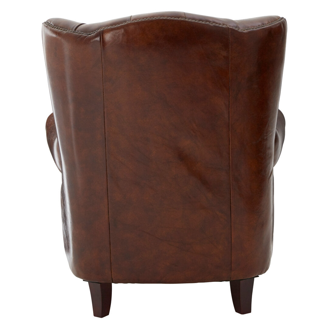 Verona Brown Leather Scroll Armchair