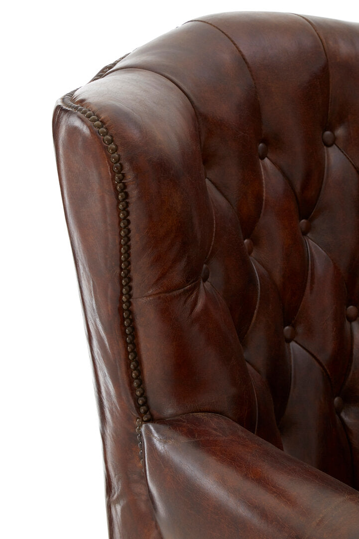 Verona Brown Leather Scroll Armchair