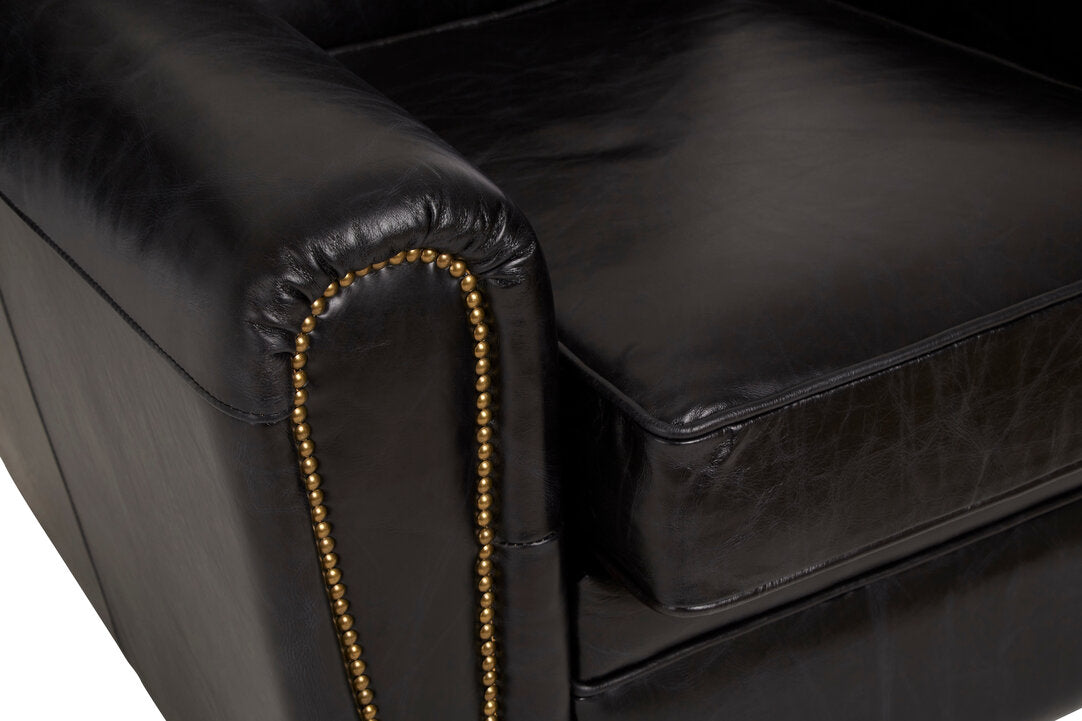 Verona Black Leather Classic Armchair