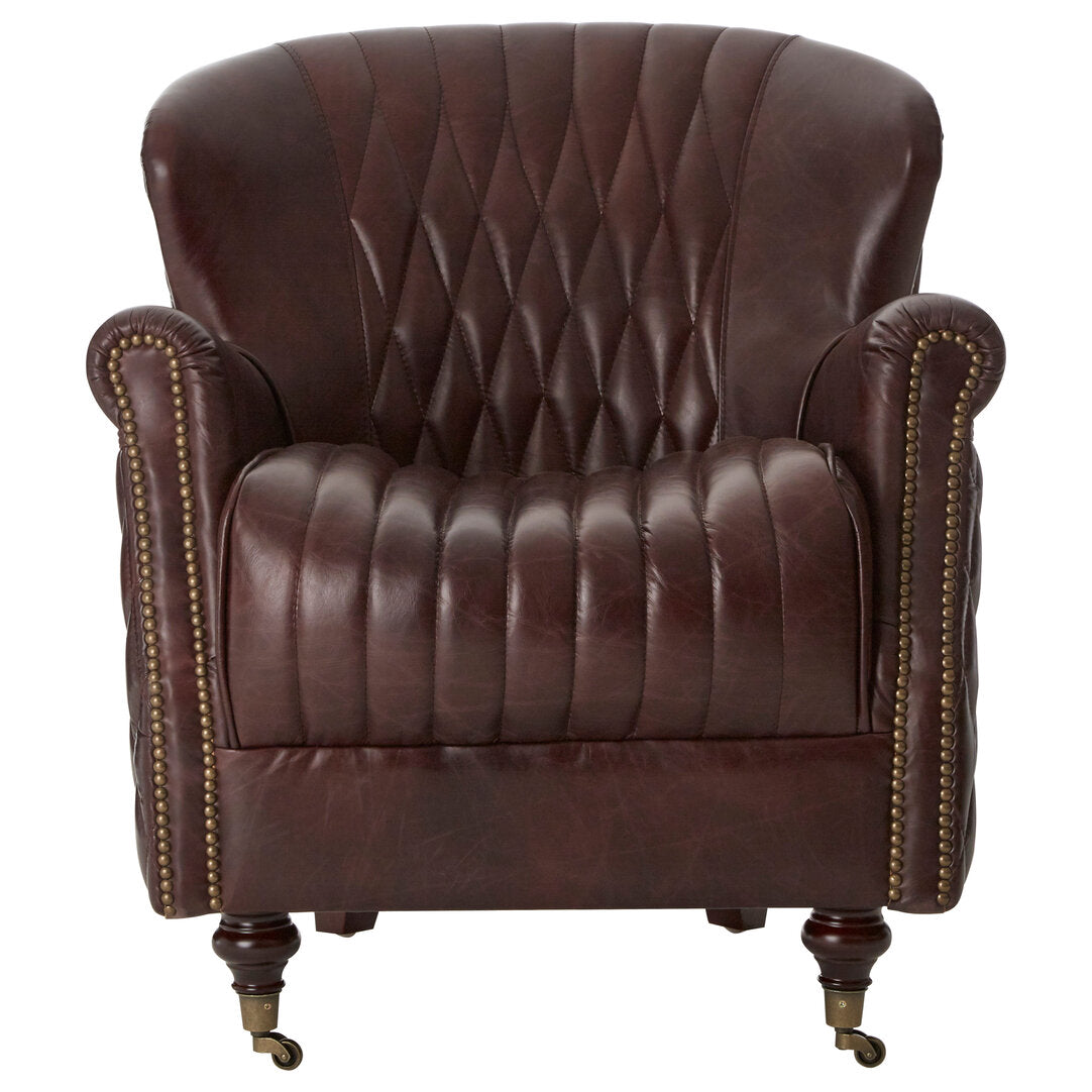 Verona Brown Leather Winged Back Armchair