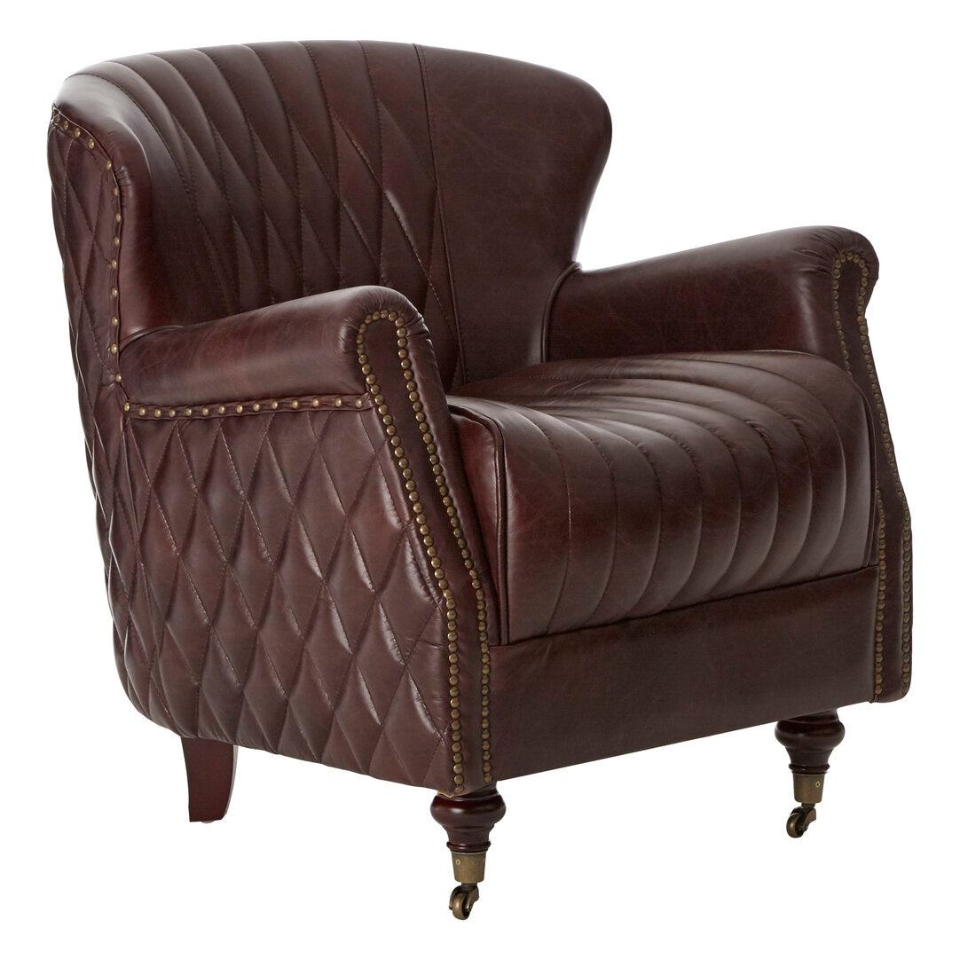 Verona Brown Leather Winged Back Armchair