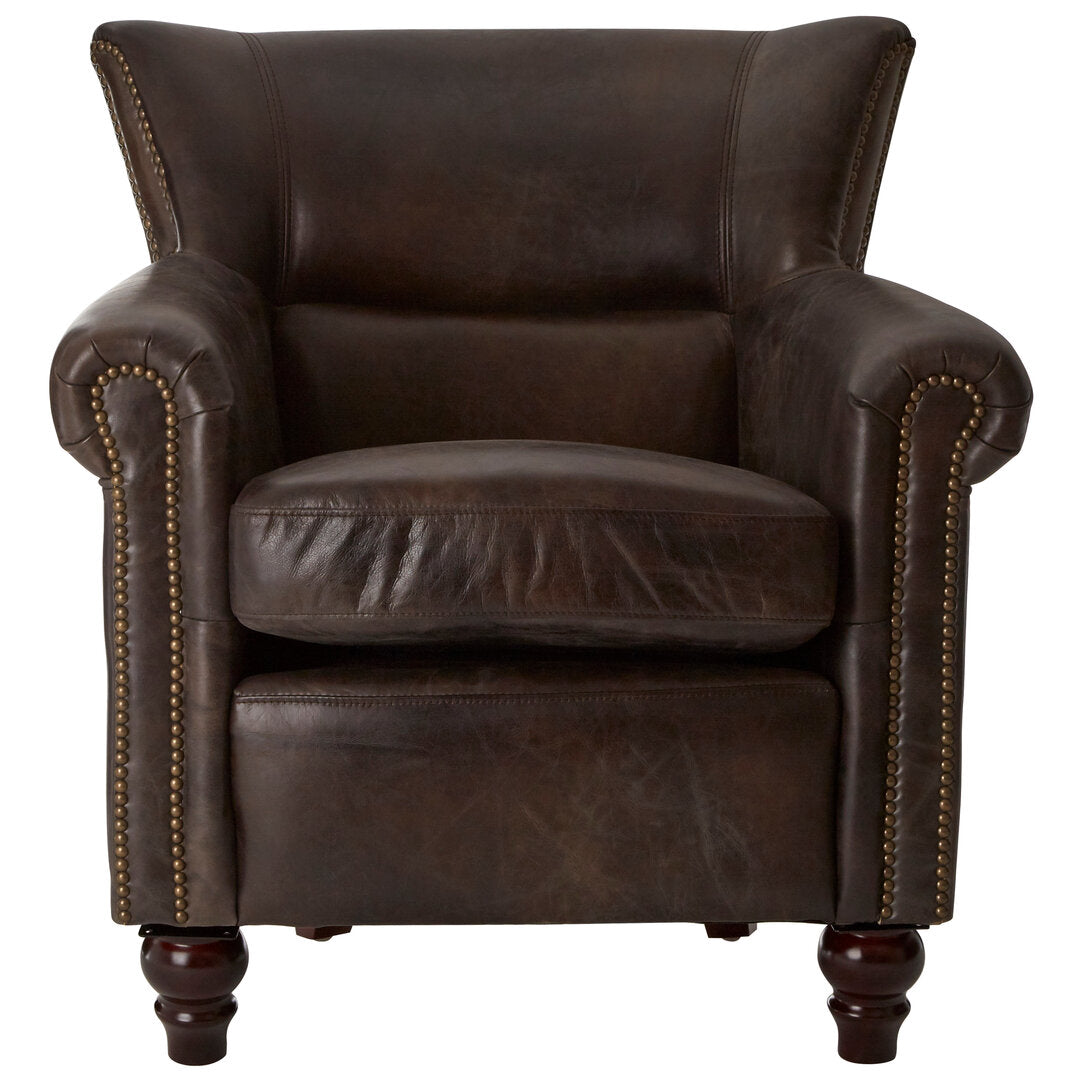 Verona Dark Grey Brown Leather Armchair