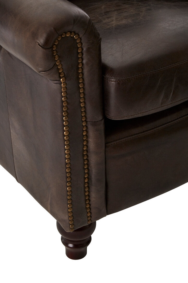 Verona Dark Grey Brown Leather Armchair