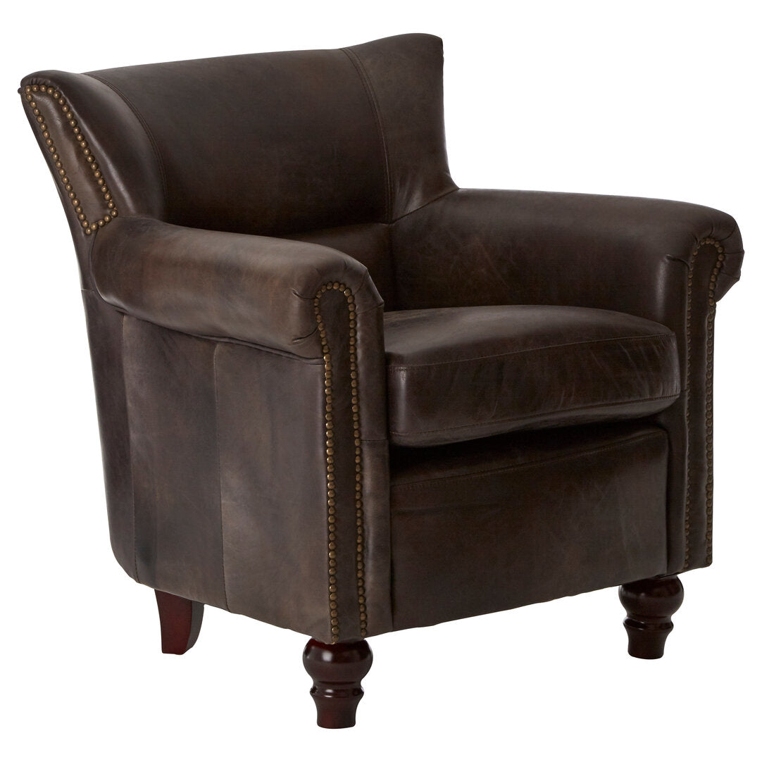 Verona Dark Grey Brown Leather Armchair