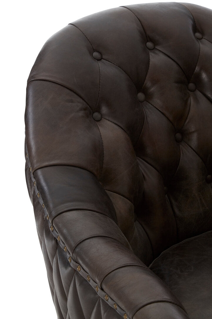 Verona Dark Grey Brown Leather Tub Chair