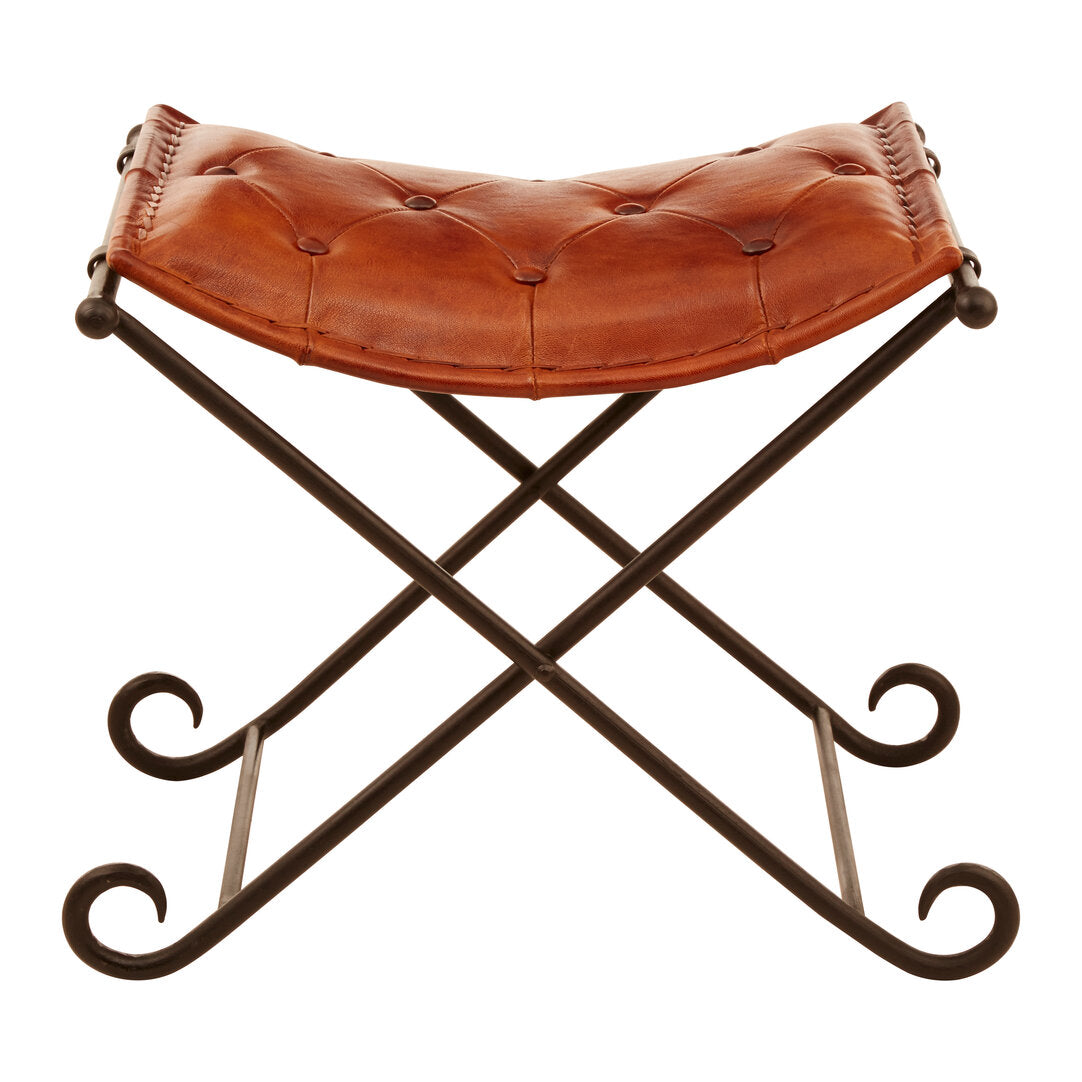 Verona Tan Leather And Iron Folding Stool