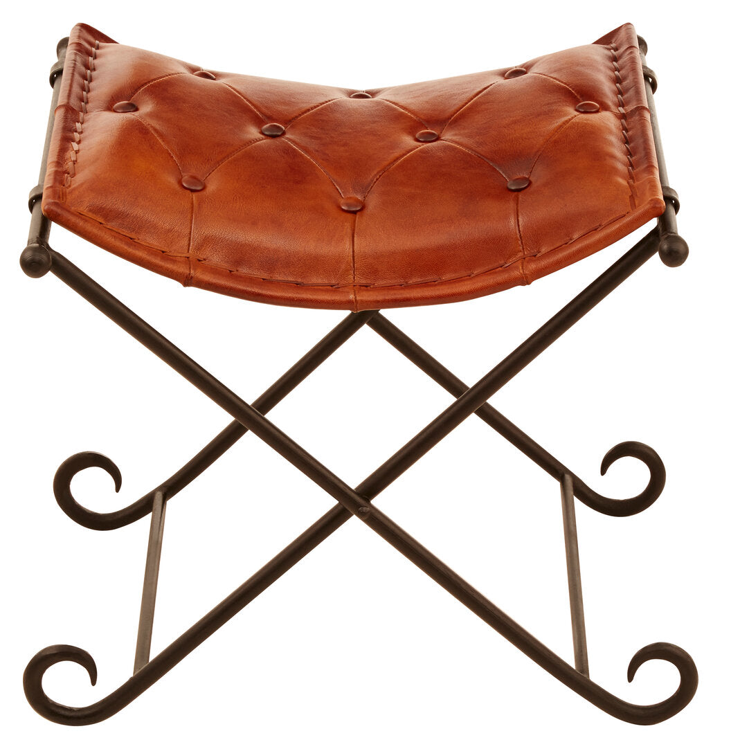 Verona Tan Leather And Iron Folding Stool
