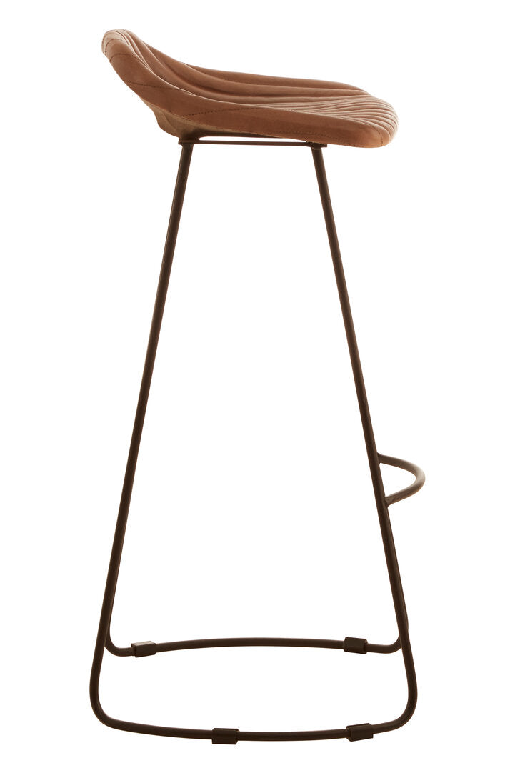 Verona Light Brown Leather Bar Stool With Footrest