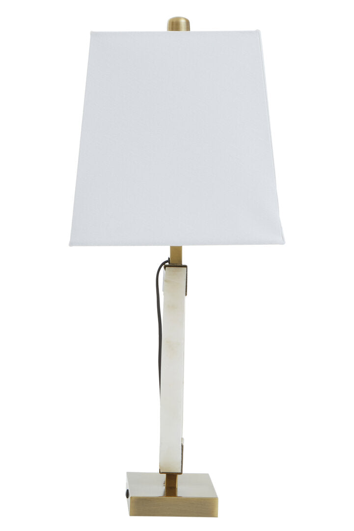 Valencia Circular Marble Table Lamp with Ivory Shade