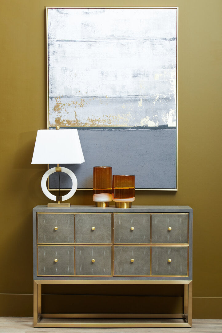 Valencia Circular Marble Table Lamp with Ivory Shade