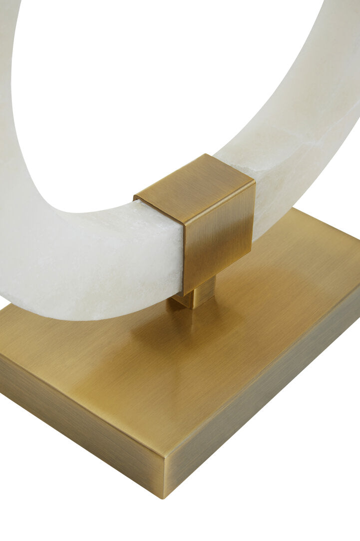 Valencia Circular Marble Table Lamp with Ivory Shade