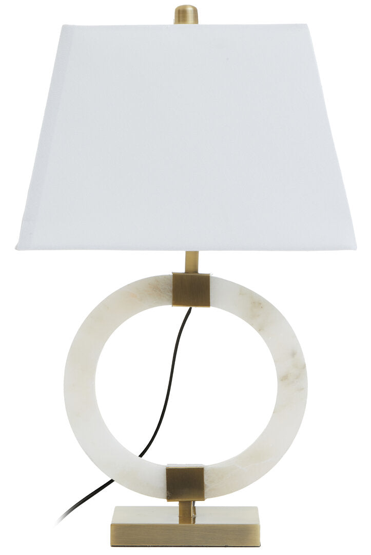 Valencia Circular Marble Table Lamp with Ivory Shade