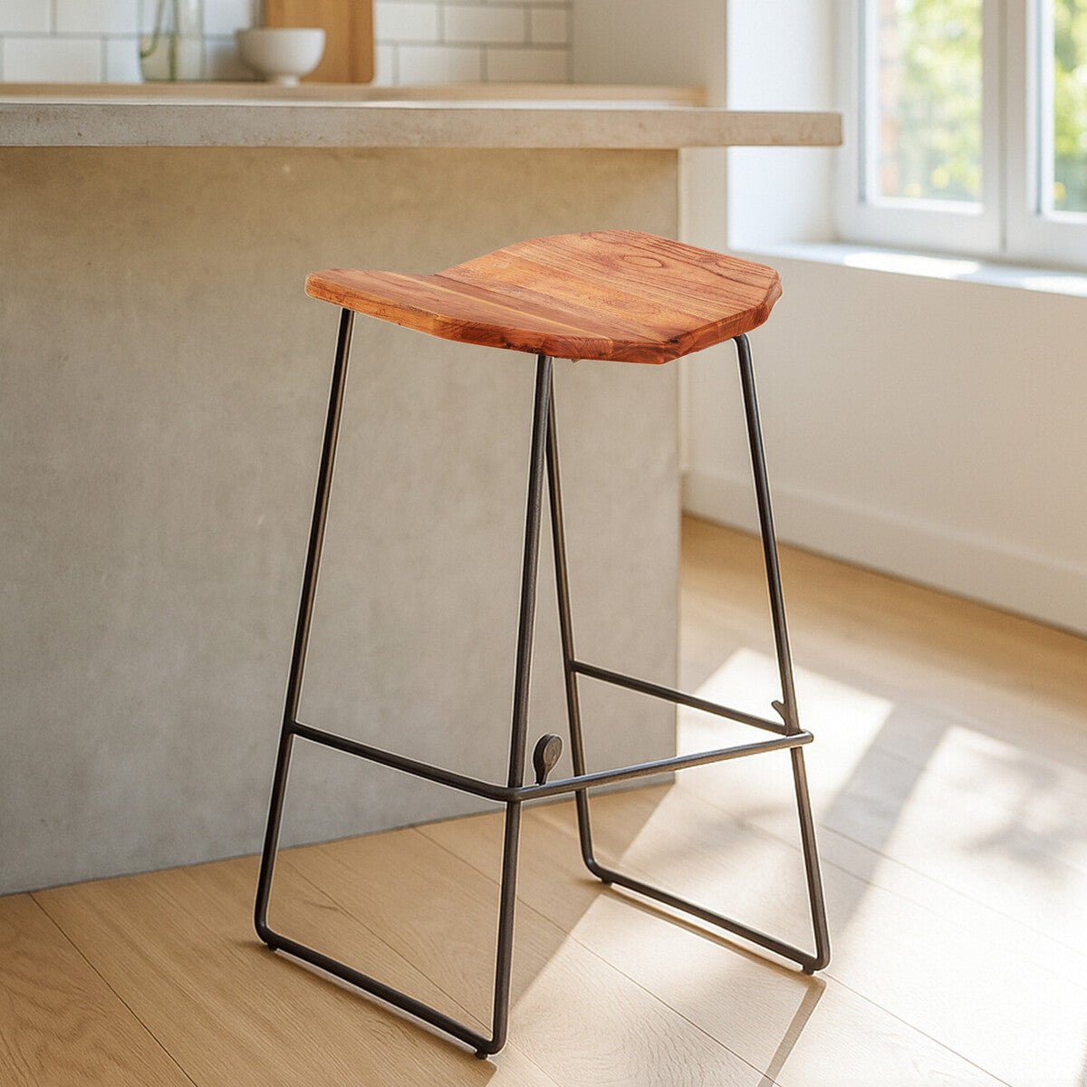 Belgravia Black Elm Wood Bar Stool