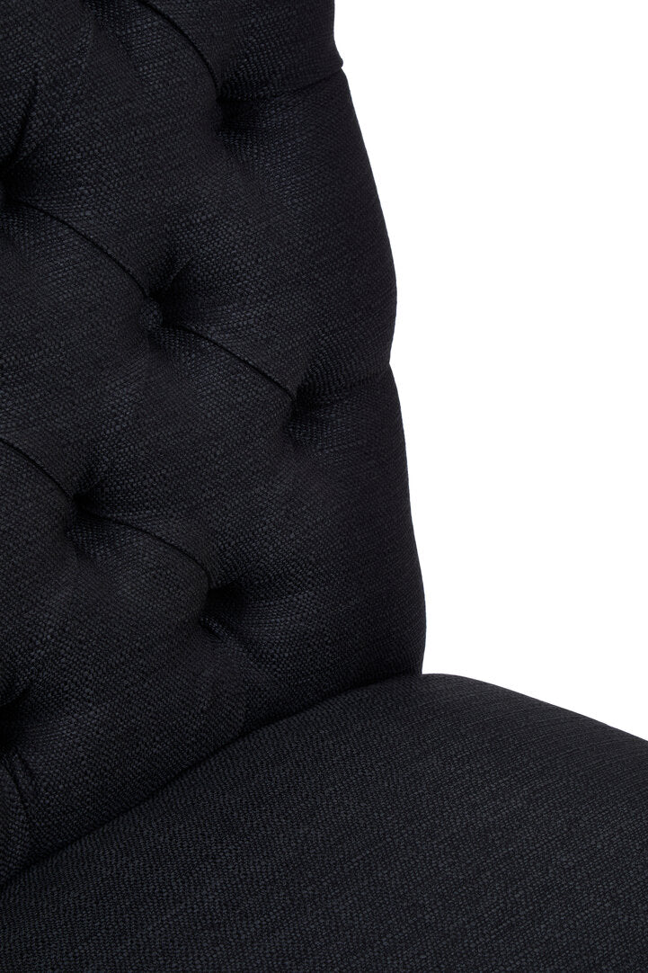 Vienna Townhouse Black Linen Dining Chair with Wooden Legs