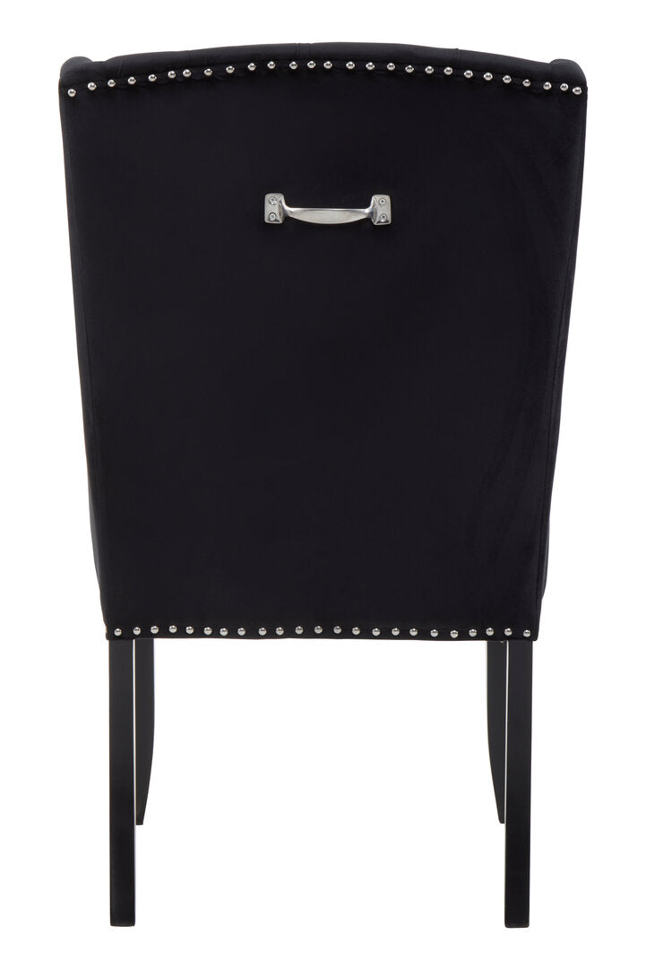 Vienna Townhouse Black Velvet Dining Chair with Dark Legs