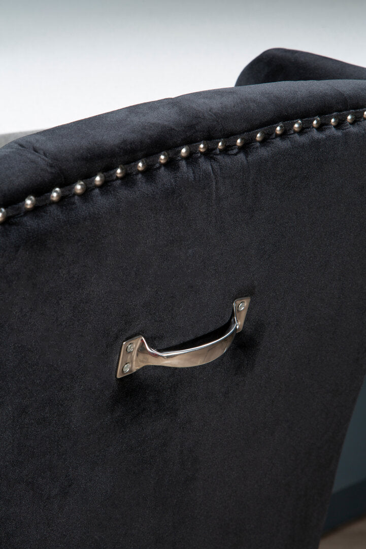 Vienna Townhouse Black Velvet Dining Chair with Dark Legs