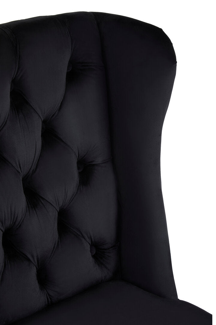 Vienna Townhouse Black Velvet Dining Chair with Dark Legs