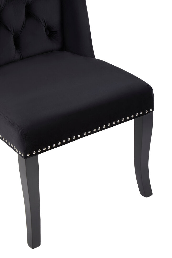 Vienna Townhouse Black Velvet Dining Chair with Dark Legs