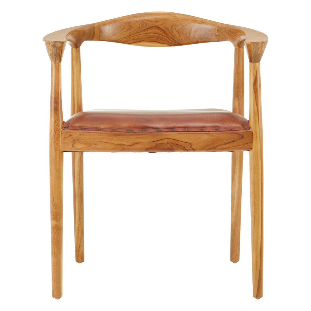 Seville Leather and Teak Wood Chair Brown
