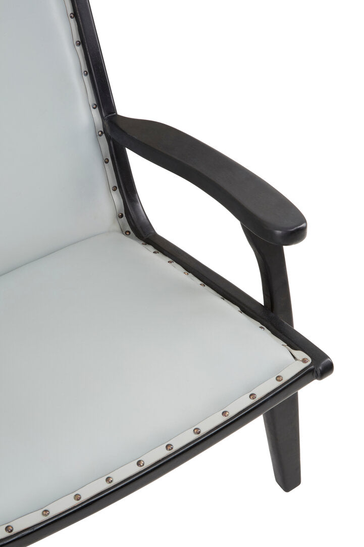 Seville Grey Leather and Teak Wood Chair