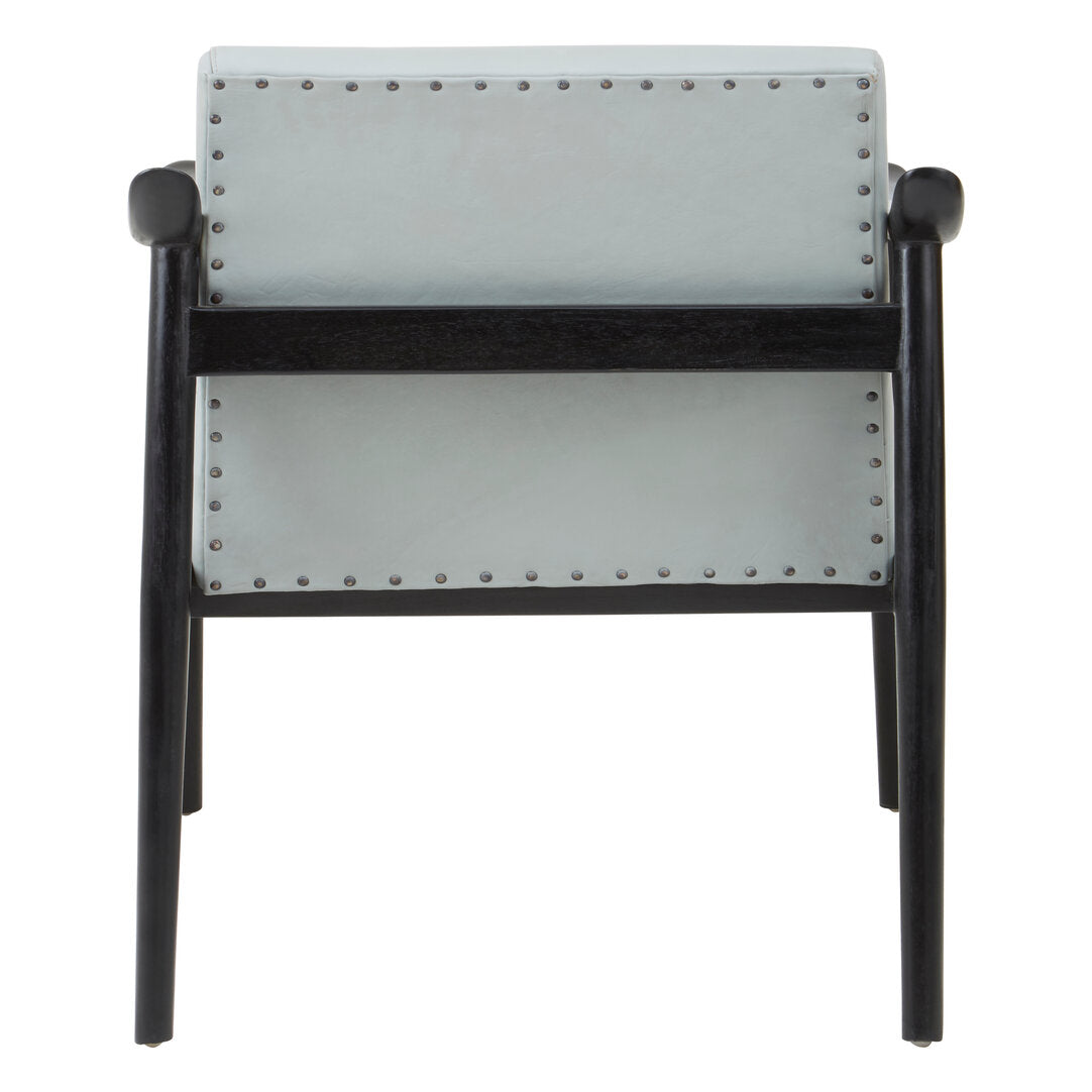 Seville Grey Leather Chair with Black Teak Wood Frame