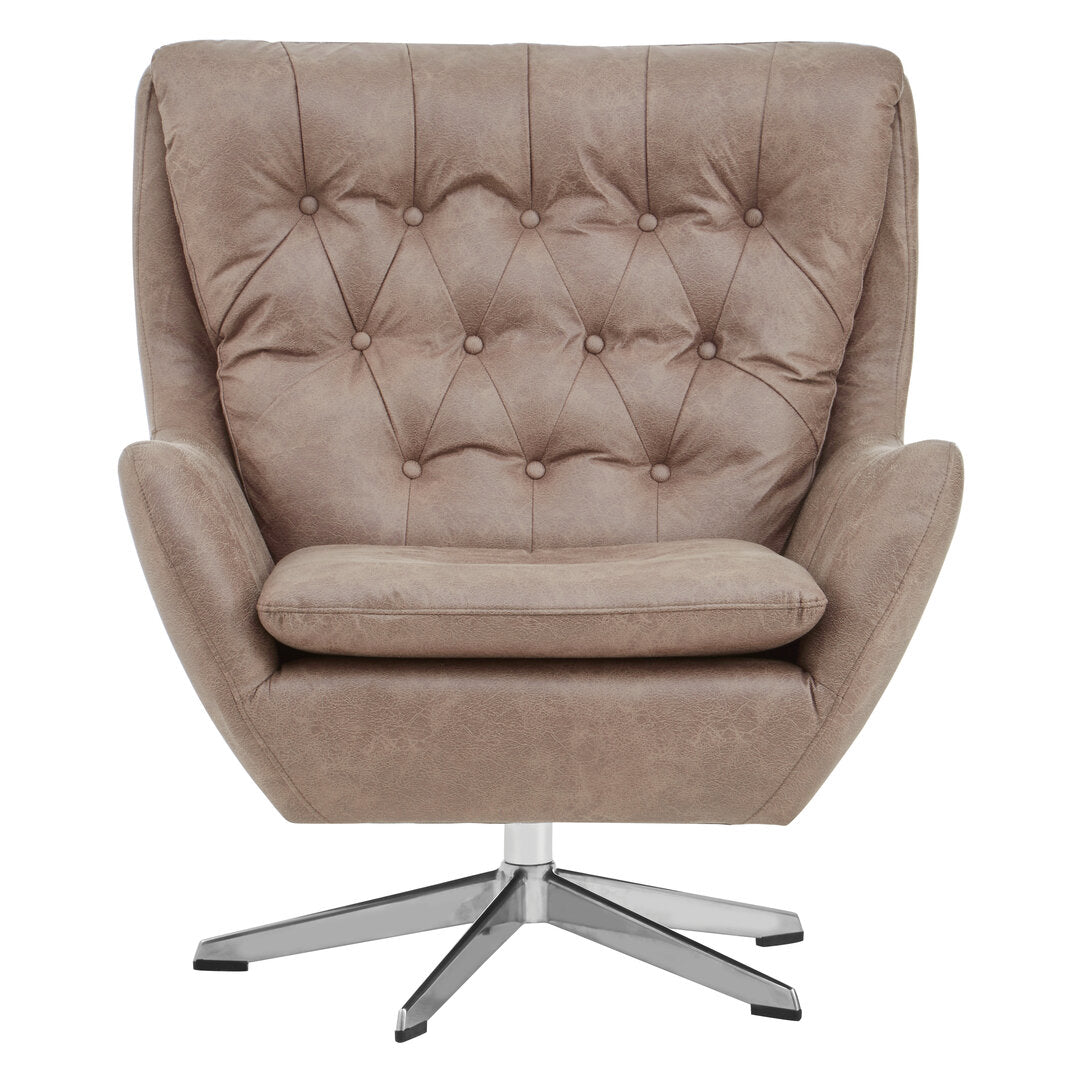 Portofino Brown Leather Effect Swivel Chair