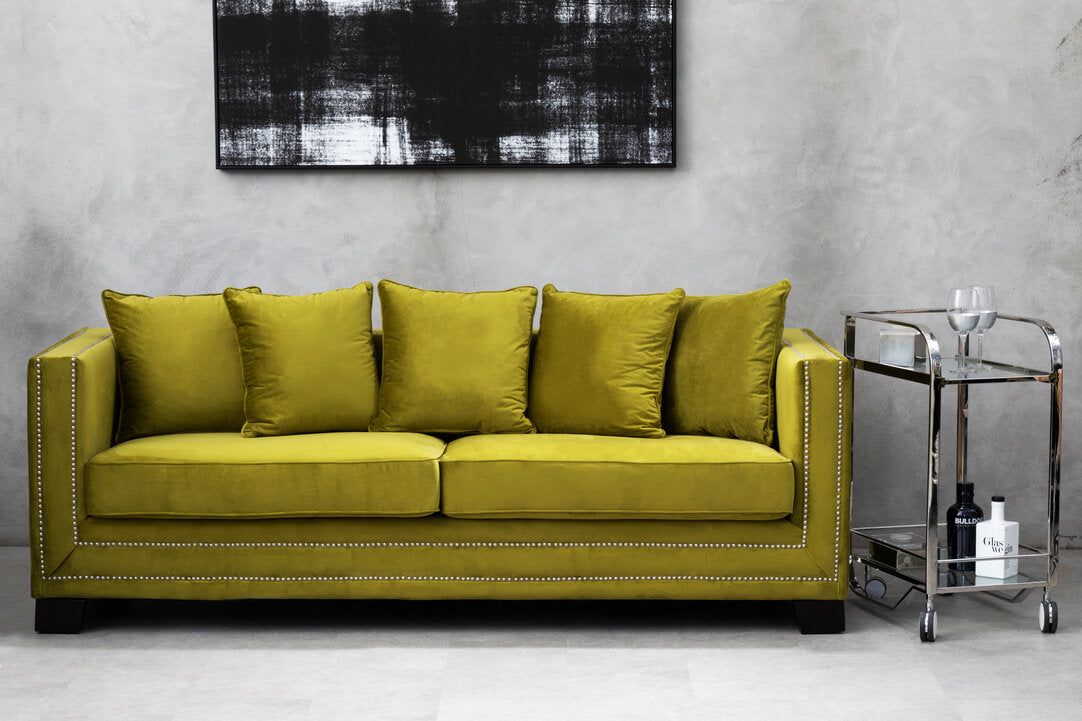Kensington 3 Seat Moss Velvet Sofa