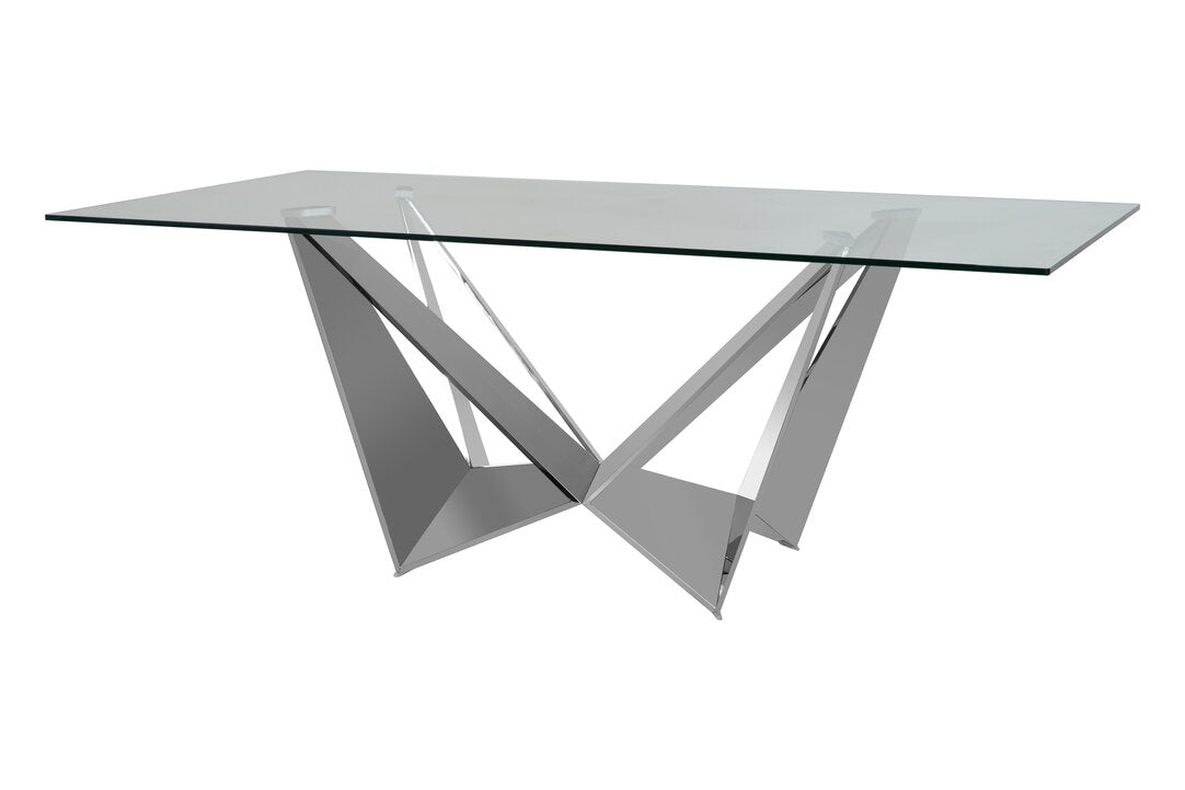 Belgravia Tempered Glass Dining Table with Chrome Legs