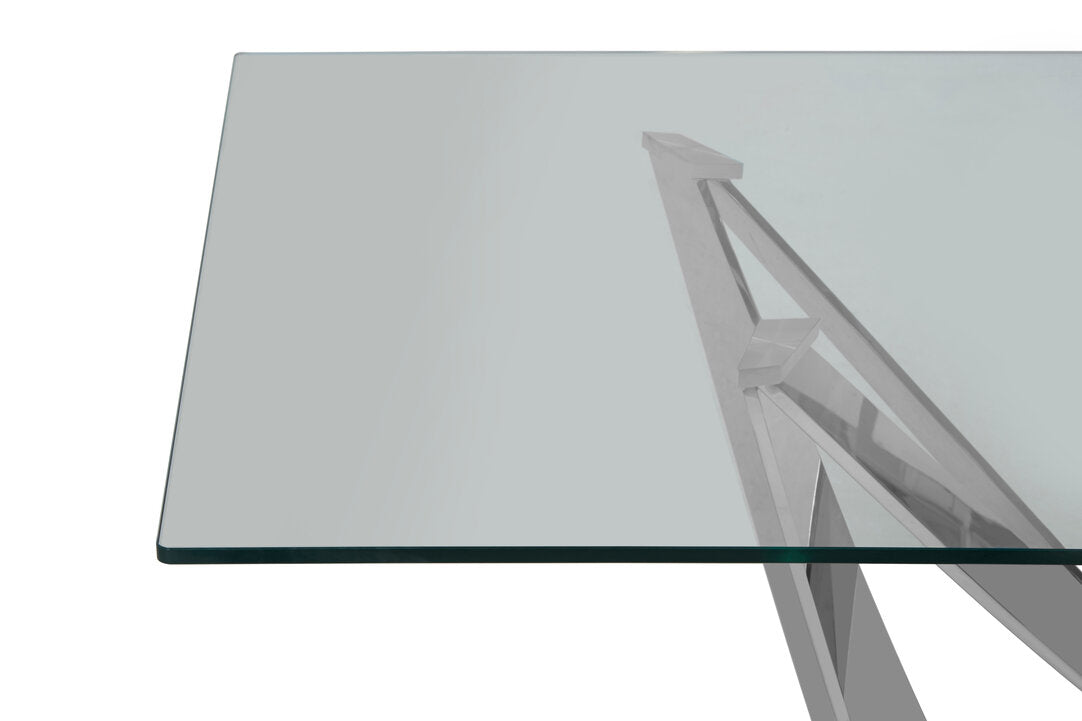 Belgravia Tempered Glass Dining Table with Chrome Legs