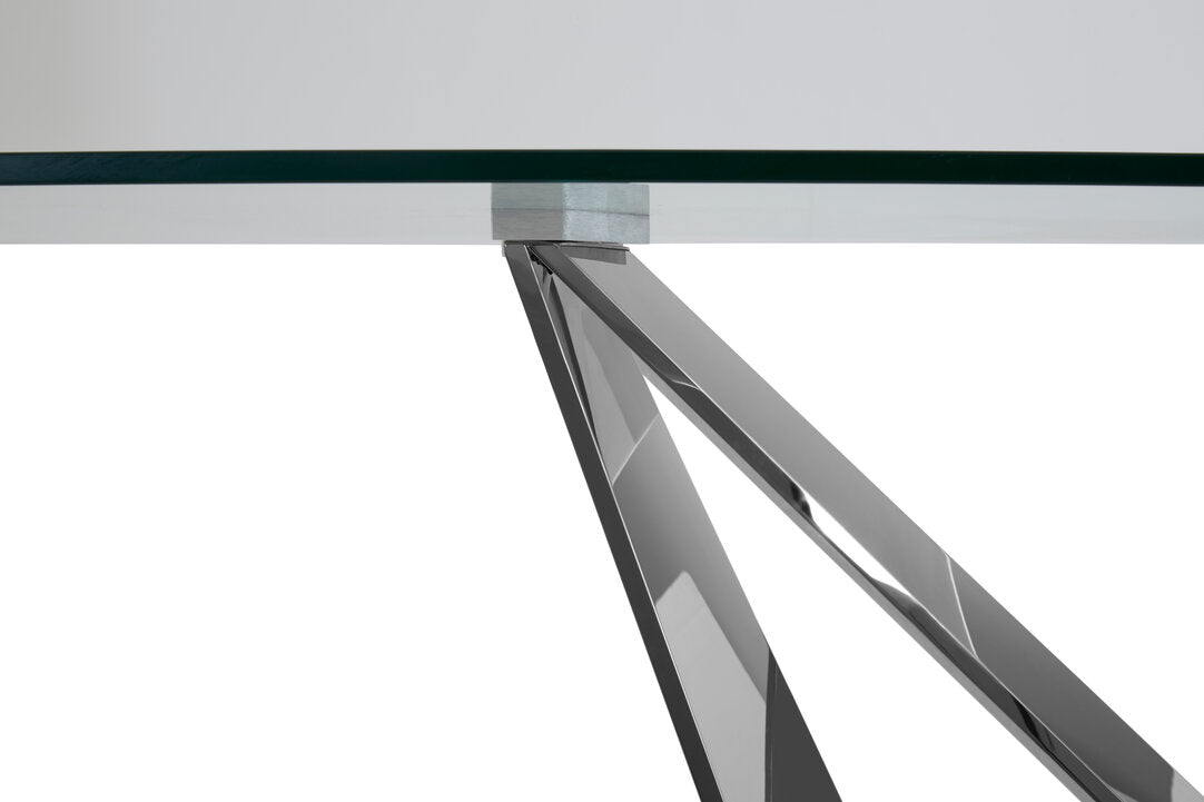 Belgravia Tempered Glass Dining Table with Chrome Legs