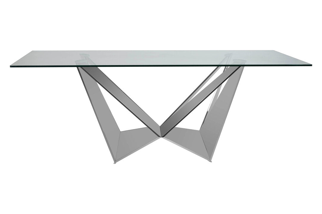 Belgravia Tempered Glass Dining Table with Chrome Legs