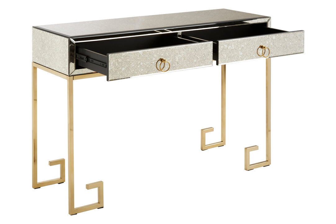 Sorrento Antique Mirror and Gold Console Table