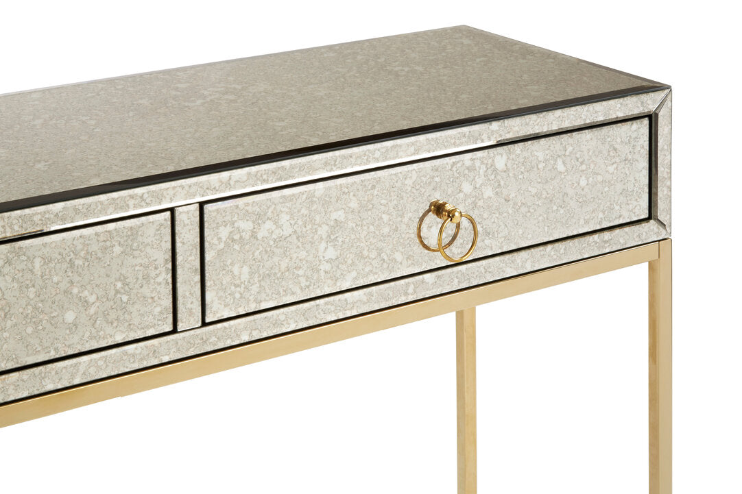 Sorrento Antique Mirror and Gold Console Table