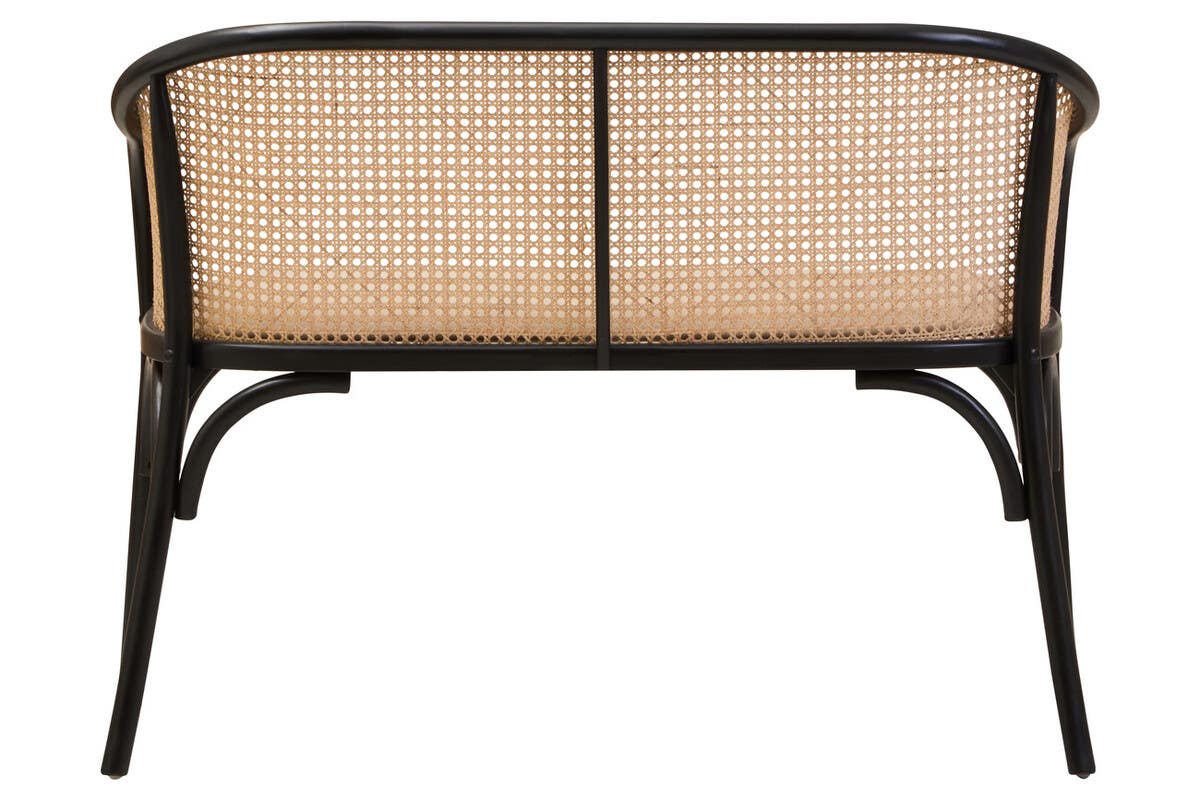 Stirling Natural Cane Bench with Black Beech Wood Frame