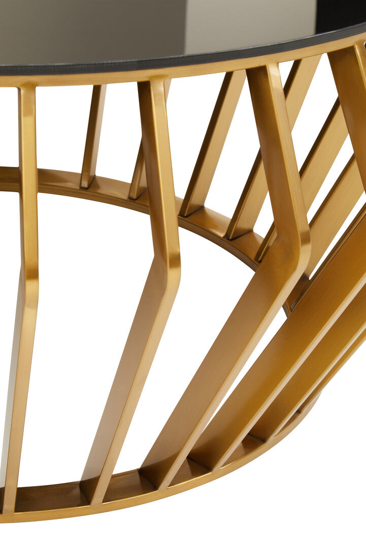 Monaco Gold Round Coffee Table with Black Glass