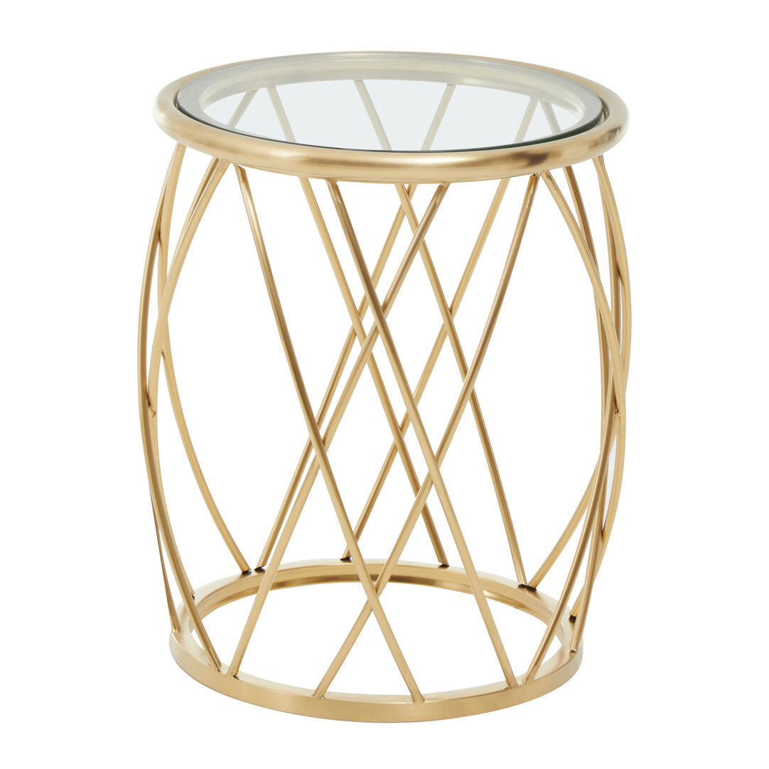 Monaco Gold Round Side Table with Clear Glass