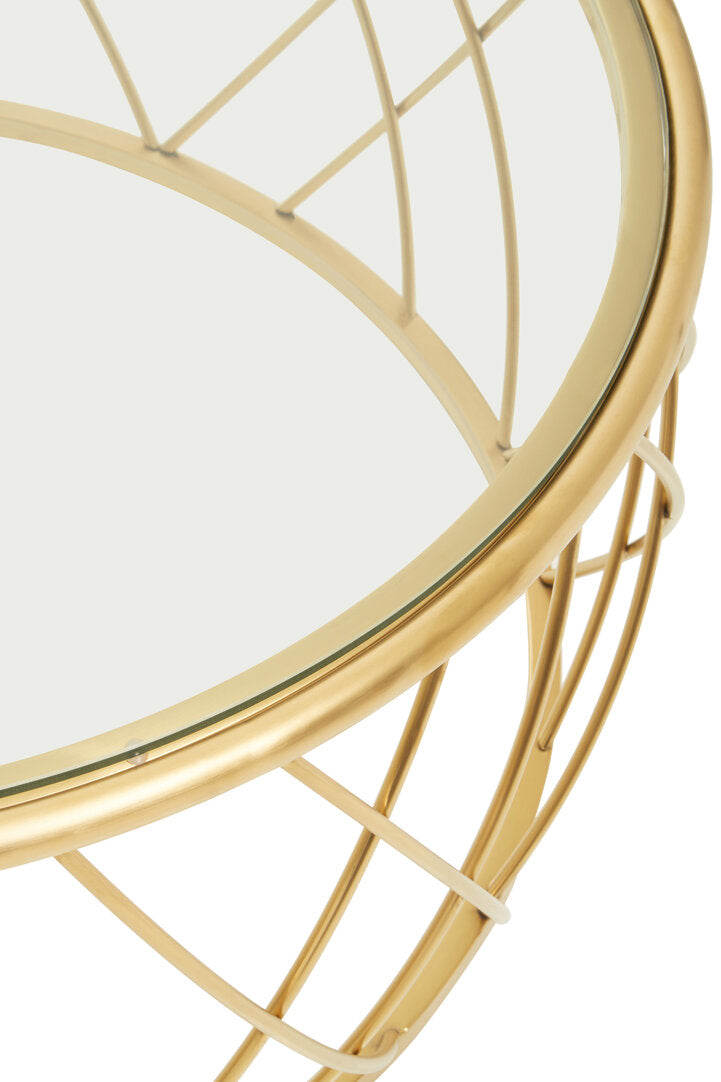 Monaco Gold Round Coffee Table with Clear Glass