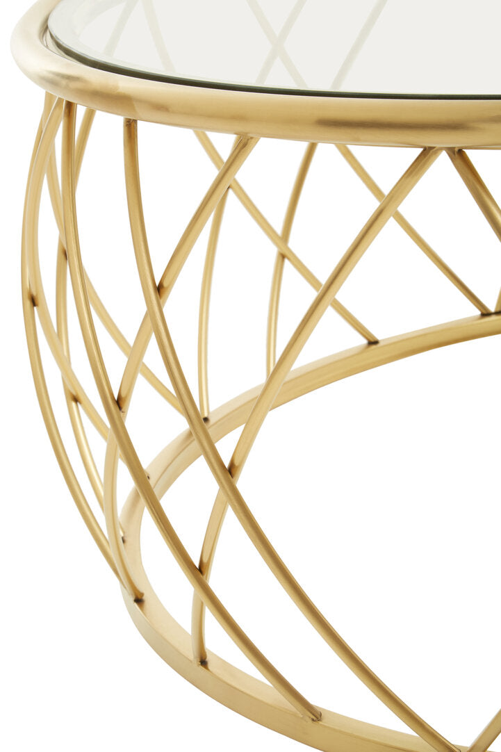 Monaco Gold Round Coffee Table with Clear Glass