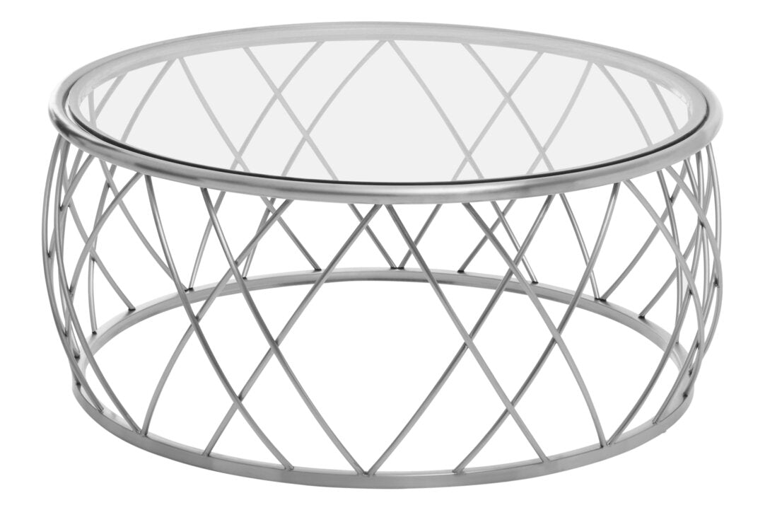 Monaco Silver Round Coffee Table with Clear Glass