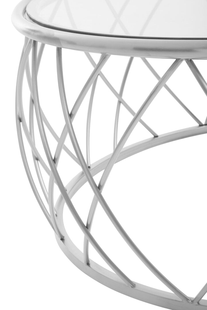 Monaco Silver Round Coffee Table with Clear Glass
