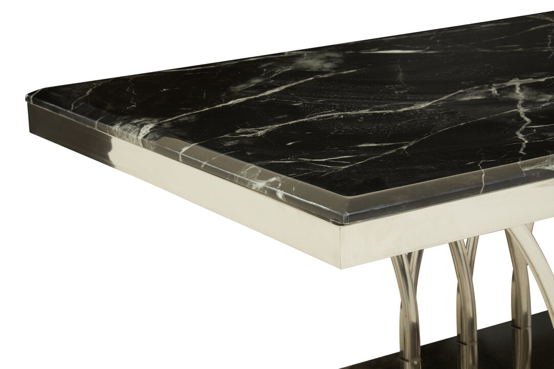 Cannes Black Marble And Silver Coffee Table