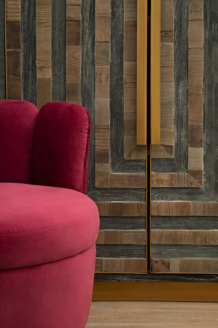 Como Wine Velvet Accent Chair