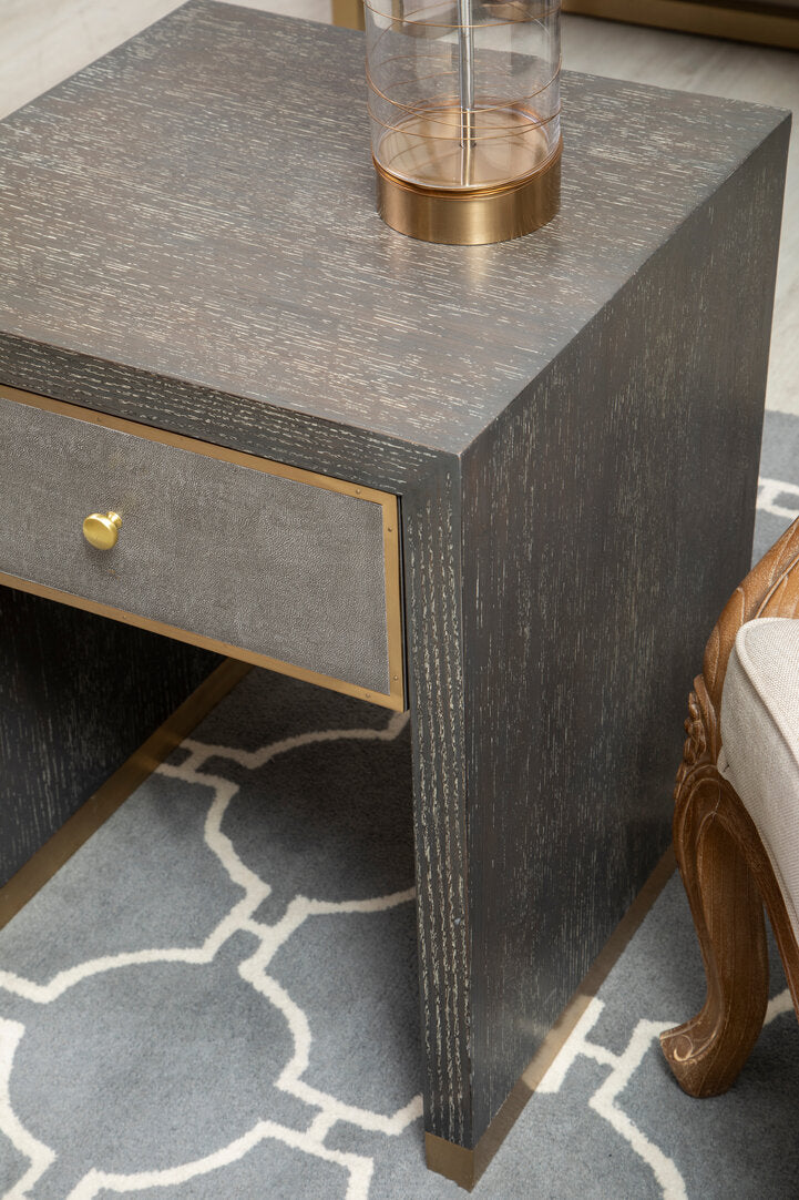 Oxford One Drawer Grey Shagreen Effect Side Table