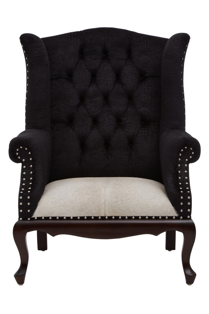 Brooklyn Black Textured Chair with Tufted Back