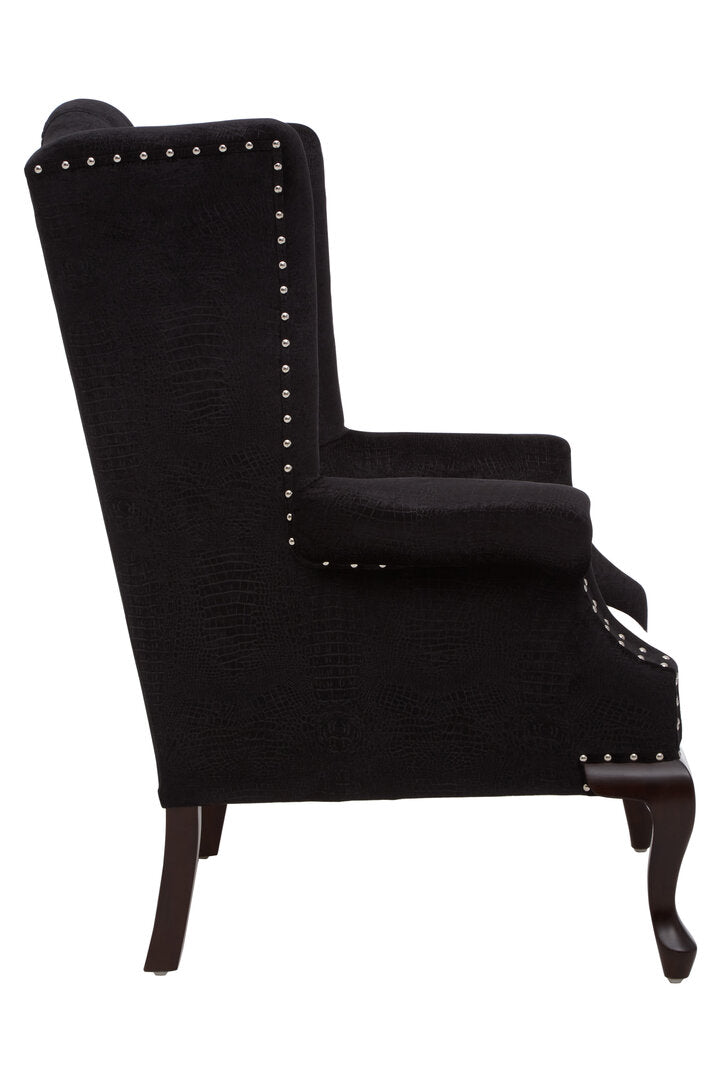 Brooklyn Black Textured Chair with Tufted Back