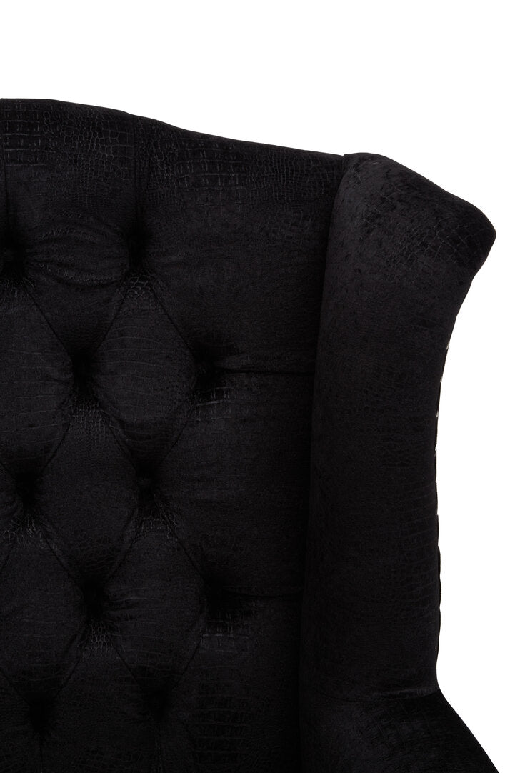 Brooklyn Black Textured Chair with Tufted Back