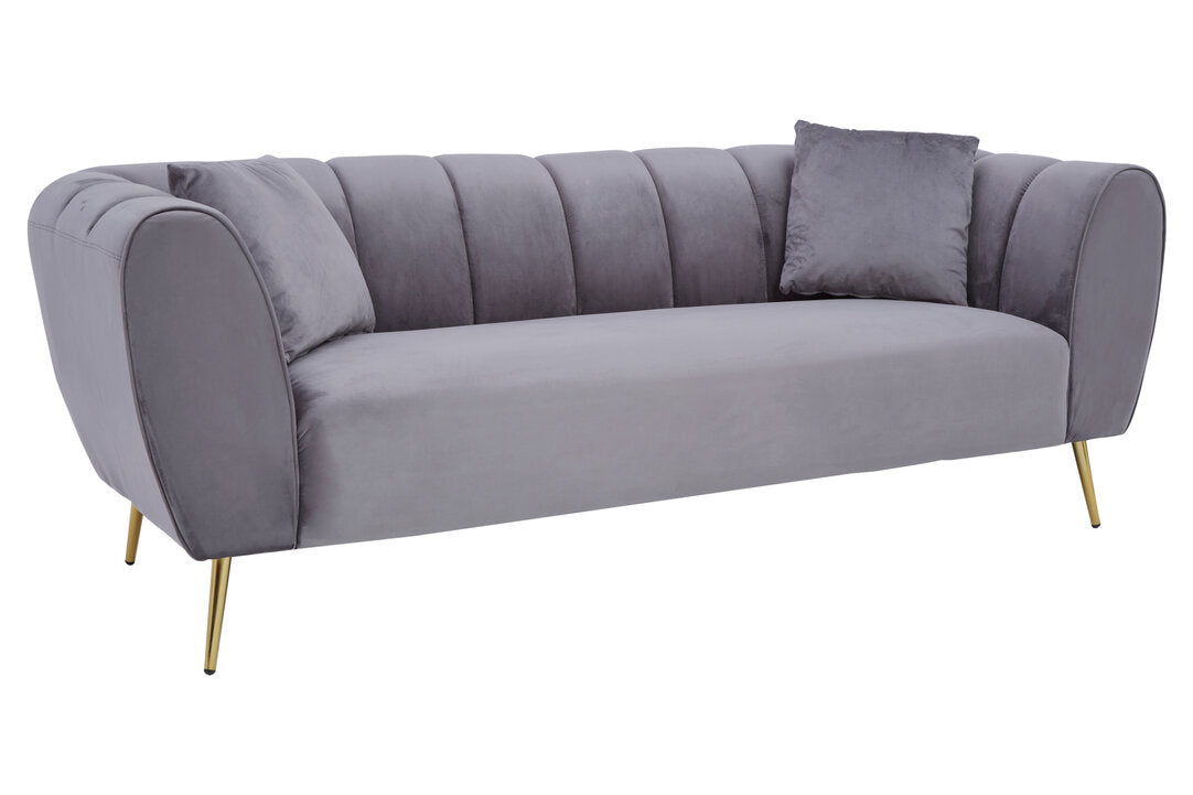 Balmoral Three Seater Grey Velvet Sofa